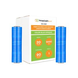 Colored Cast Machine Length Stretch Wrap Blue Opaque 1 Qty 90 Gauge