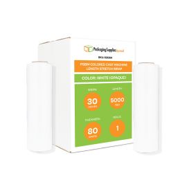 Colored Cast Machine Length Stretch Wrap White Opaque 1 Qty 80 Gauge