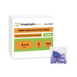 Hang Hole Poly Bags 1000 Qty 3 x 4 Inch