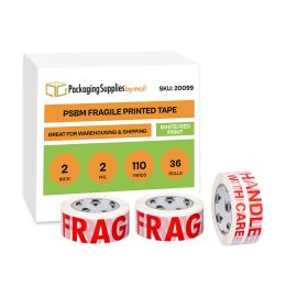 White Red Fragile Printed Tape 36 Qty